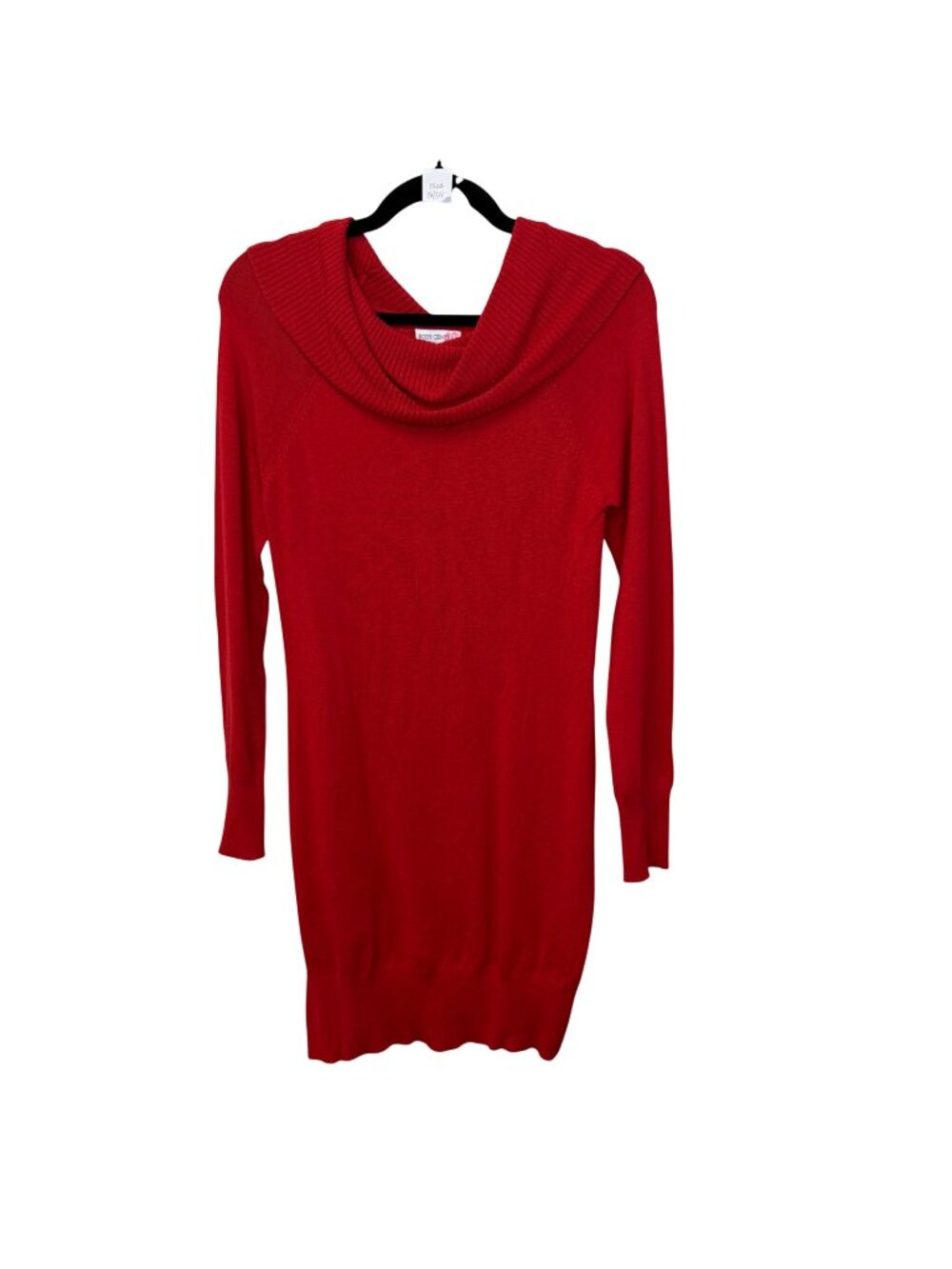 Body Central Y2K Red Sweater Dress Size Medium Cowl Neck Long Sleeve Tunic Knit